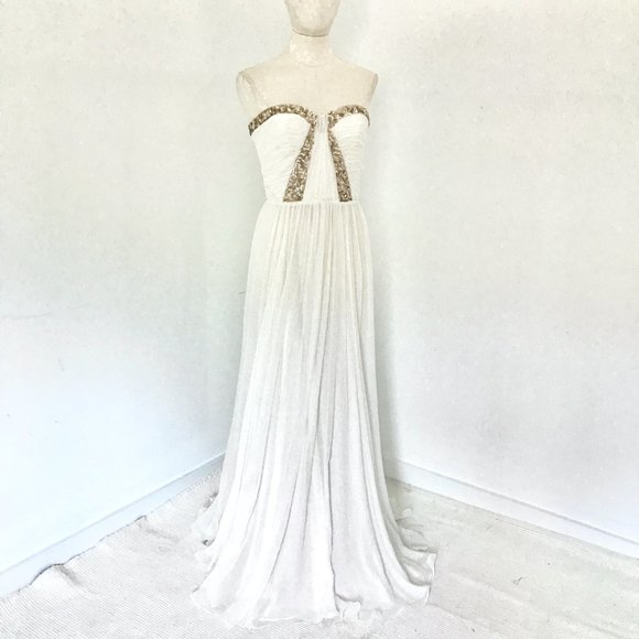 Rebecca Taylor Dress S/M Formal White Prom Wedding Hoco Debutante Maxi Long Gown - Picture 15 of 16